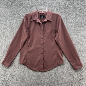 Flylow Shirt Womens Large Maroon Snap Front Long Sleeve Workwear Outdoor Hike